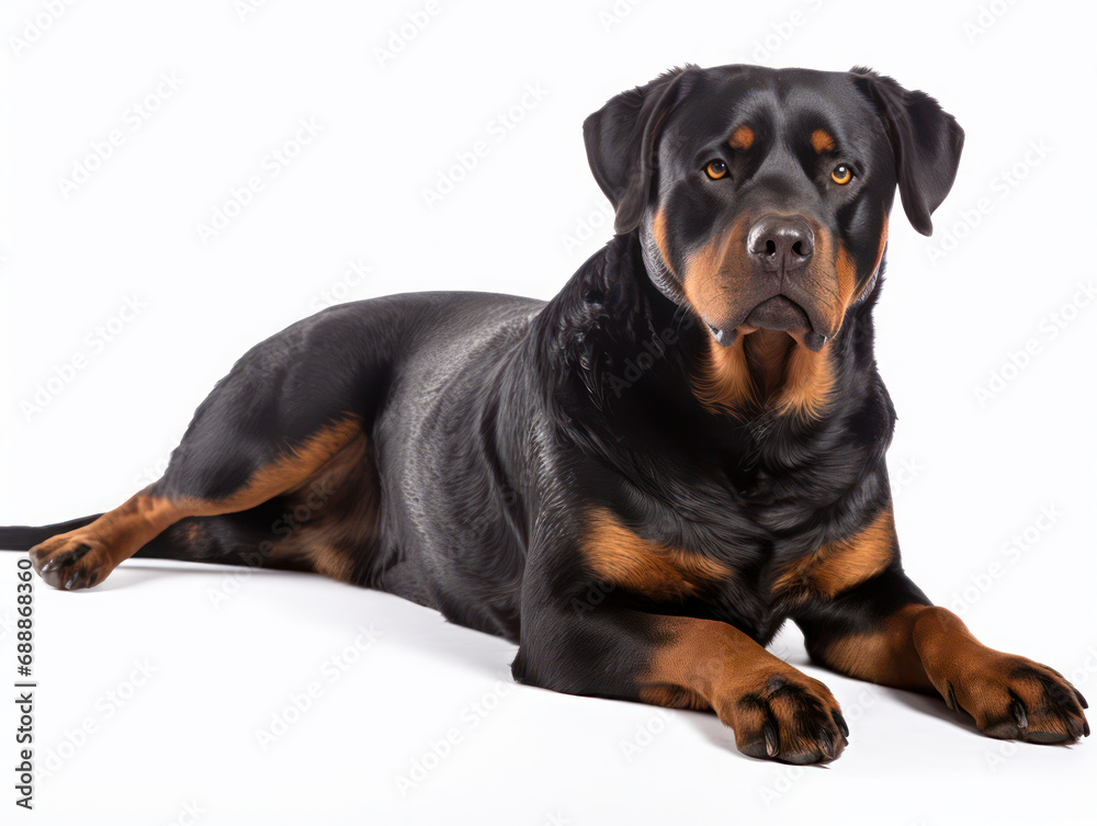 Rottweiler Studio Shot on Clear Isolated Background, Generative AI