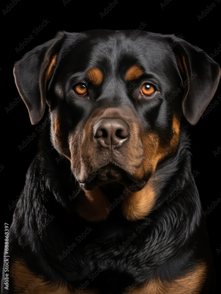 Rottweiler Studio Shot on Clear Isolated Background, Generative AI