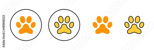Paw icon set for web and mobile app. paw print sign and symbol. dog or cat paw