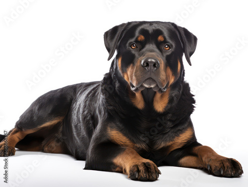 Rottweiler Studio Shot on Clear Isolated Background, Generative AI