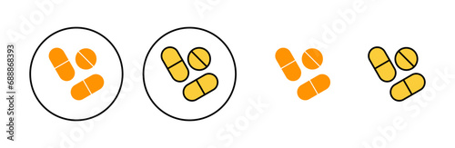 Pills icon set for web and mobile app. capsule icon. Drug sign and symbol