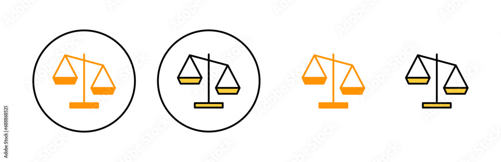 Scales icon set for web and mobile app. Law scale icon. Justice sign and symbol Scales icon set for web and mobile app. Law scale icon. Justice sign and symbol
