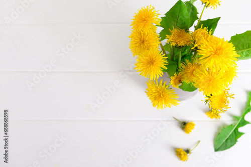 Yellow dandelion flowers on...