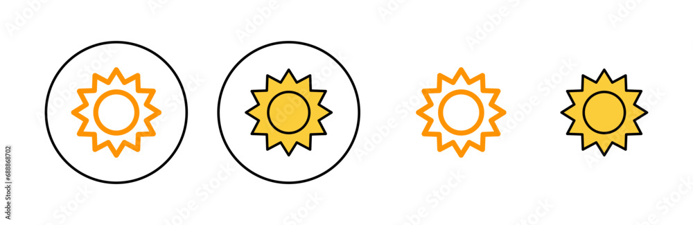 Sun icon set for web and mobile app. Brightness sign and symbol. Sun icon set for web and mobile app. Brightness sign and symbol.