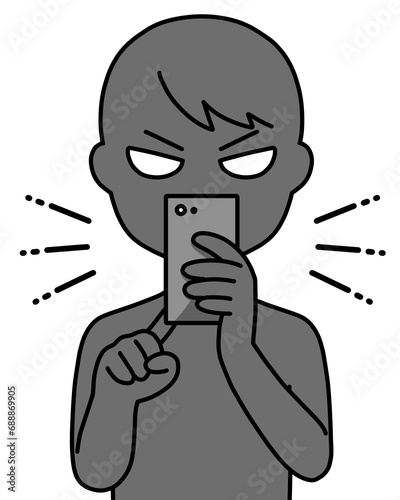 スマホで写真を撮る悪人