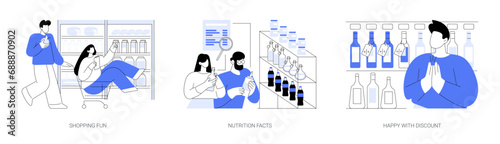 Food shopping isolated cartoon vector illustrations se