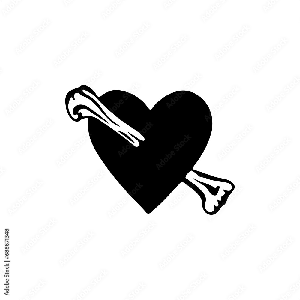 vector illustration of heart with bones vector illustration of heart with bones