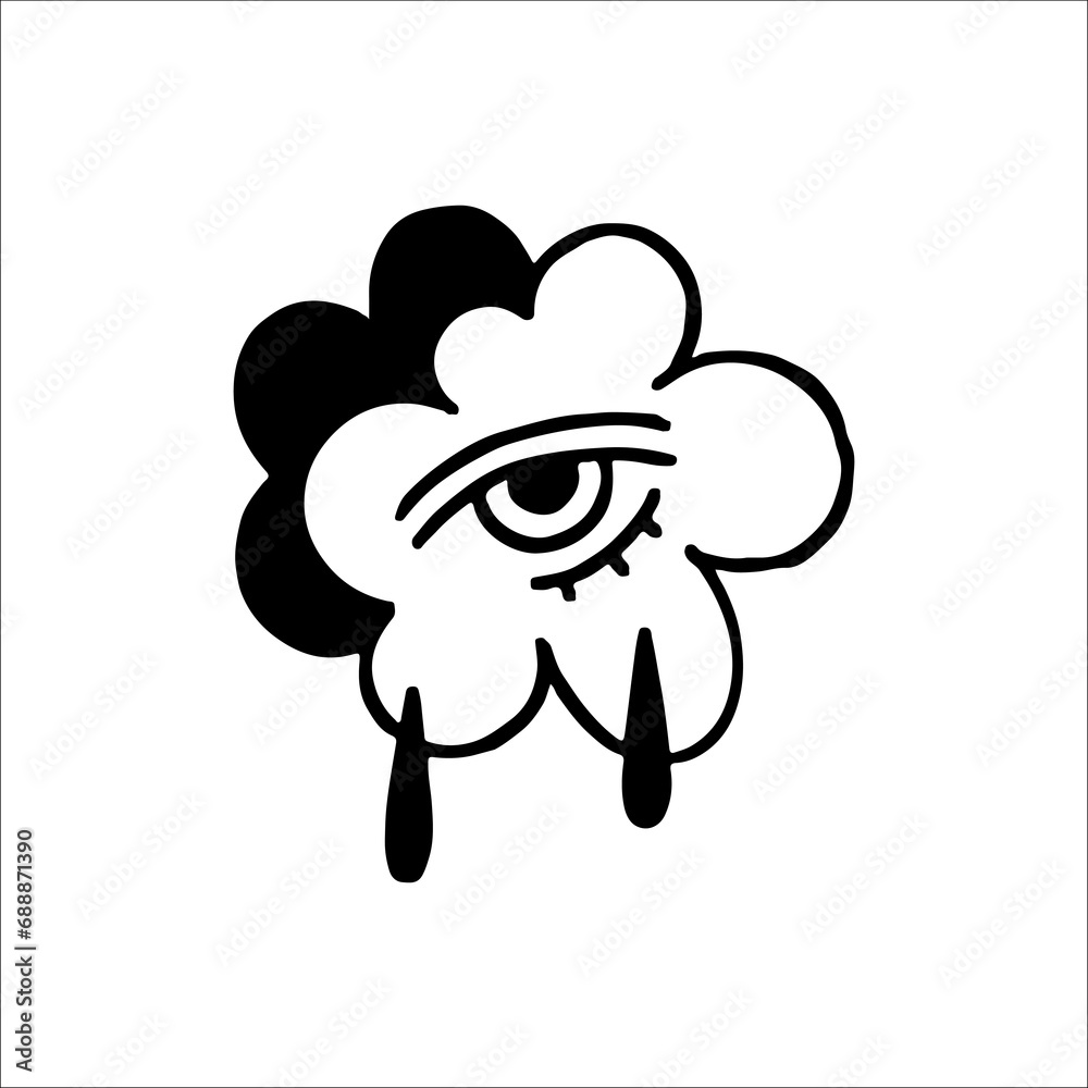 vector illustration of eye with clouds vector illustration of eye with clouds
