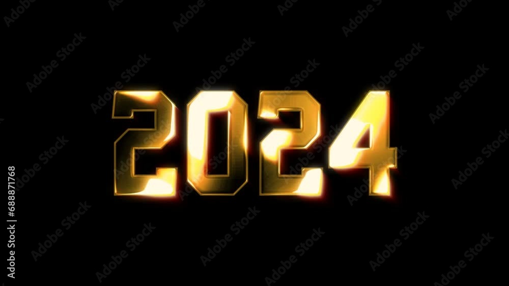 Animated 2024 happy new year golden text effect cinematic title trailer. Transparency 4K Alpha Channel. Seamless loop. Perfect for New Year's celebrations. Animated 2024 happy new year golden text effect cinematic title trailer. Transparency 4K Alpha Channel. Seamless loop. Perfect for New Year's celebrations.