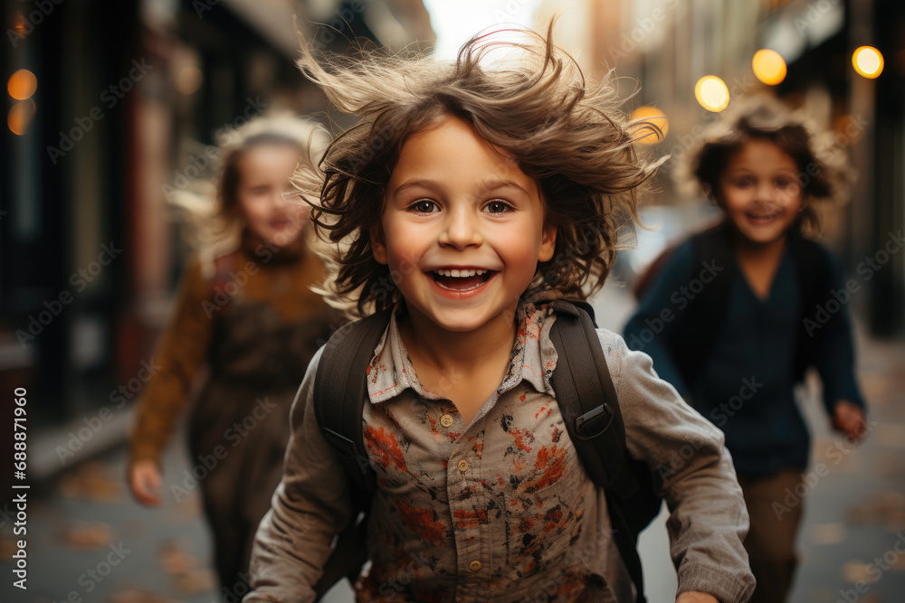 Fototapeta premium Playful and cheerful children
