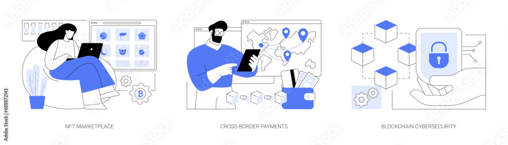 Blockchain technology use isolated cartoon vector illustrations se Blockchain technology use isolated cartoon vector illustrations se