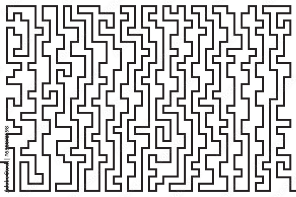 Abstract of background vector. Design labyrinth of line black on white background. Design print for illustration, textile, puzzle, magazine, cover, card, background, wallpaper. Set 7A