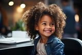 Cute black little girl enjoy in the restaurant