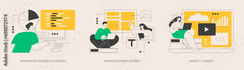 IT education abstract concept vector illustrations.