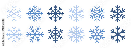 Snowflake vector icon set. Winter snow symbol.