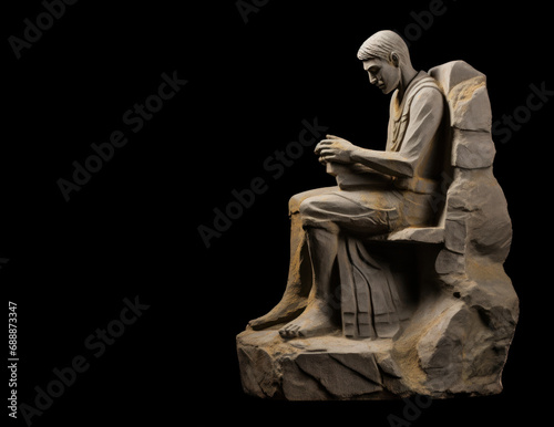 Thoughtful man sitting statue   depression concept