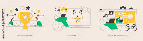 Popular pc game abstract concept vector illustrations.