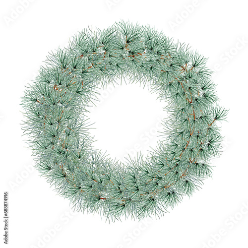 Christmas wreath isolated on white background. Clipart. Watercolor hand drawn art illustration. For cards, handmade textiles, prints, menus, poster