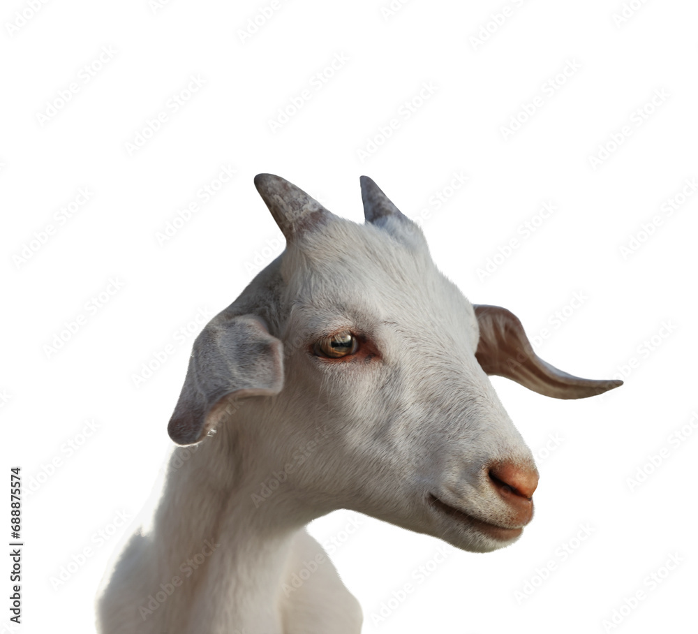 Fototapeta premium Cute goat isolated on white. Farm animal