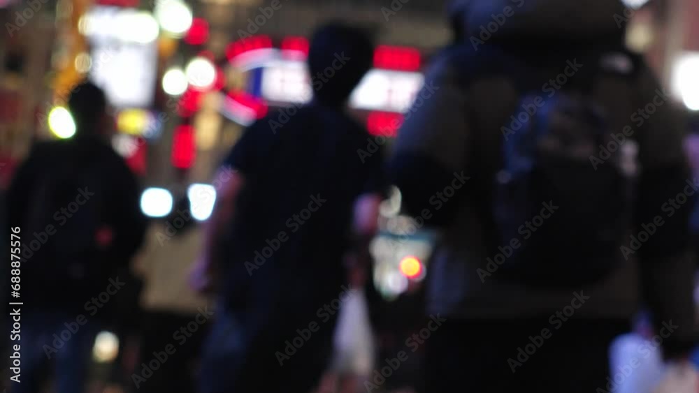 SHINJUKU, TOKYO, JAPAN - NOV 2023 : KABUKICHO downtown area at night. Colorful led neon street signs at entertainment district. Japanese urban nightlife and drinking concept video. Time lapse shot.