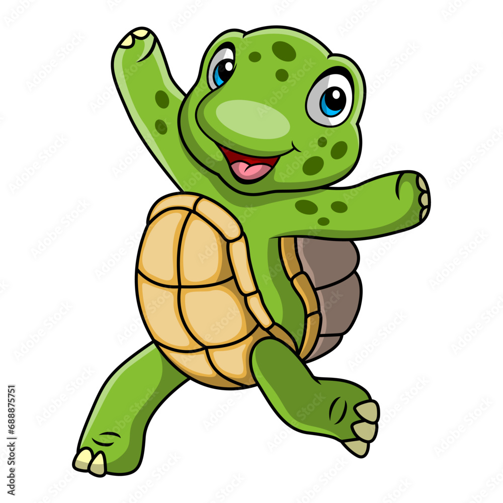Fototapeta premium Cute turtle cartoon on white background