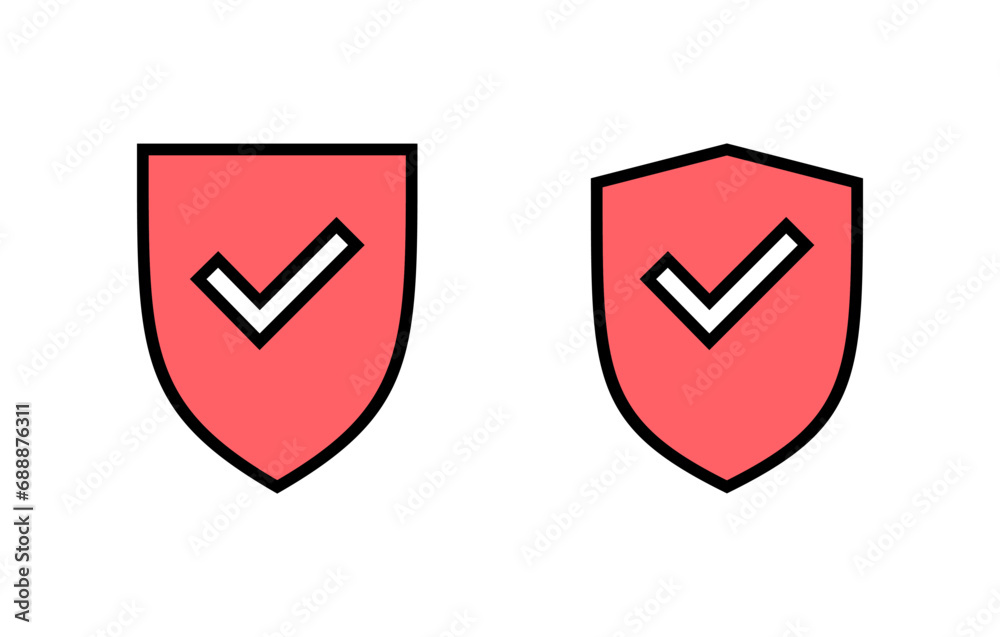 Shield check mark icon set illustration. Protection approve sign. Insurance icon Shield check mark icon set illustration. Protection approve sign. Insurance icon