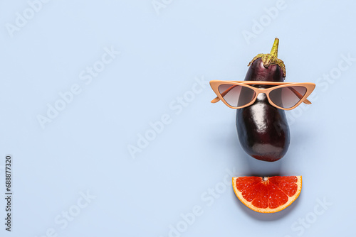 Funny face made of fresh eg...