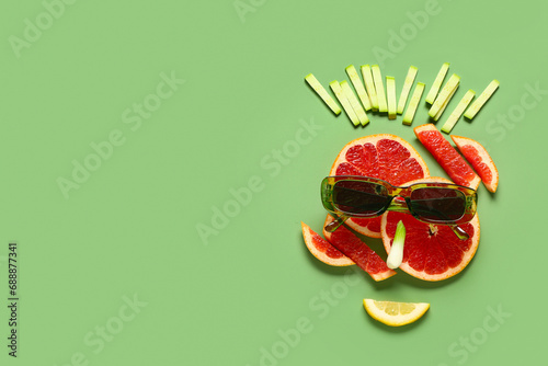 Funny face made of fruits, ...