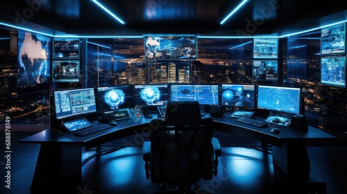 Cyber Security Operations Center with Global Data Streams photo