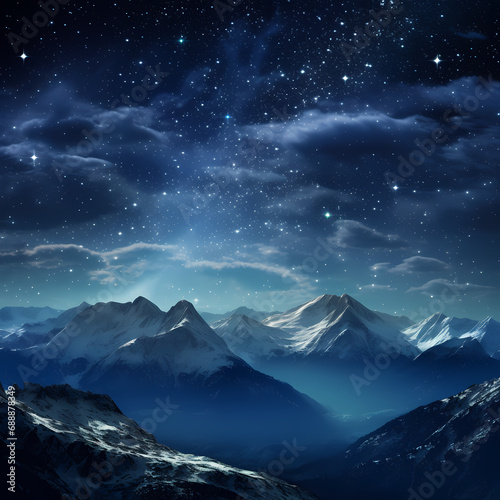  A night sky filled with stars above a mountain range.