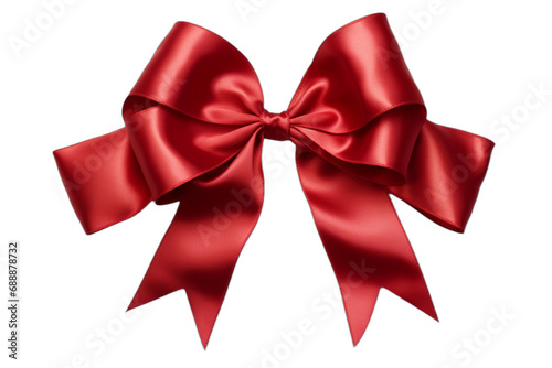  A crimson red ribbon bow isolated on white. transparent png