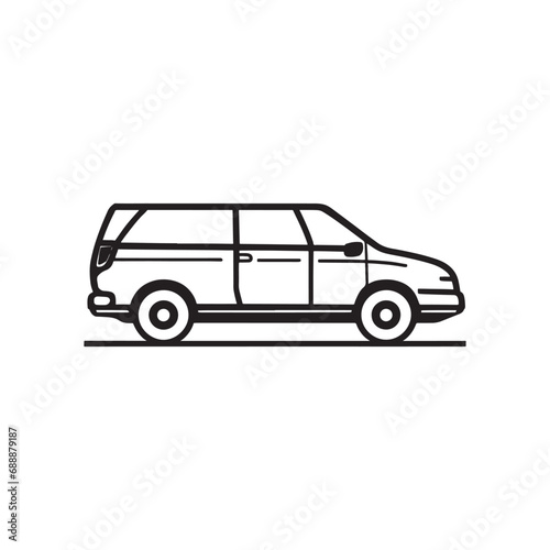 line illustration of suv, off road car