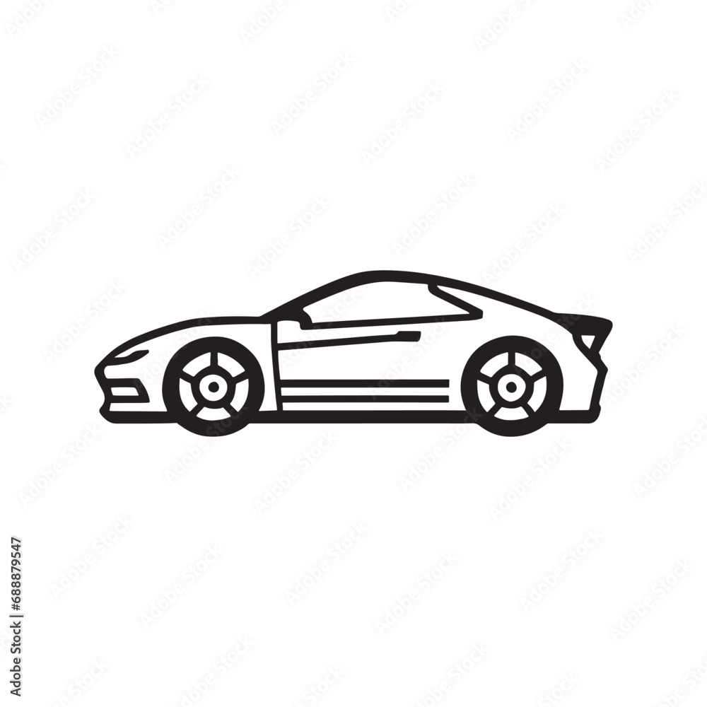 line illustration of sedan sport car