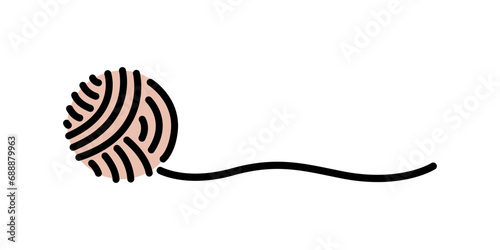 Yarn ball icon. Line icon, illustration. Knit, crochet yarn.