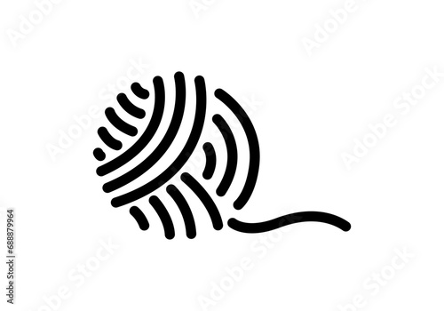 Yarn ball icon. Black line icon, illustration.