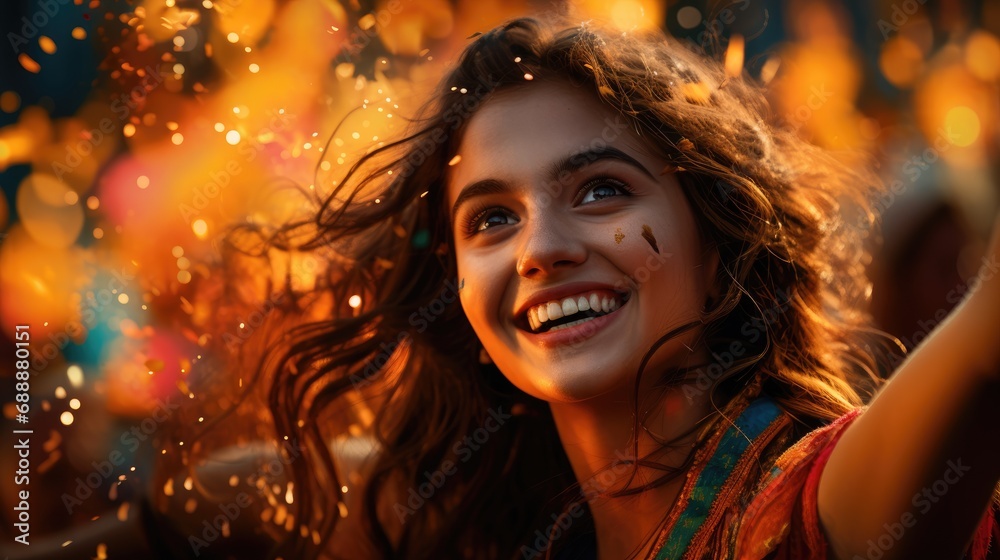Φωτογραφία Festival Euphoria: Enthusiastic Participants in Garba Dance, Resplendent in Colorful Traditional Attire, Join in the Spirited Celebration of Navratri with Music, Dance, and Community Joy