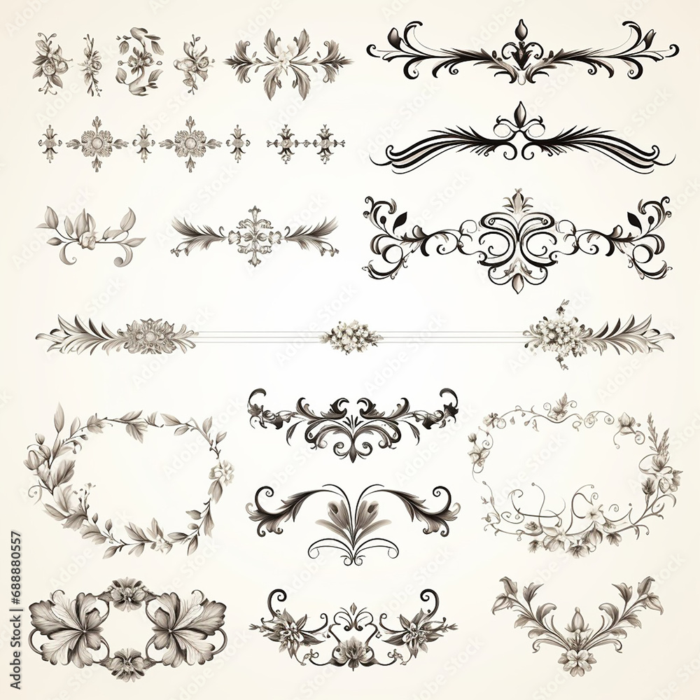 Naklejka premium flourish vignette scroll victorian curl nostalgia swirl typographic certificate calligraphic