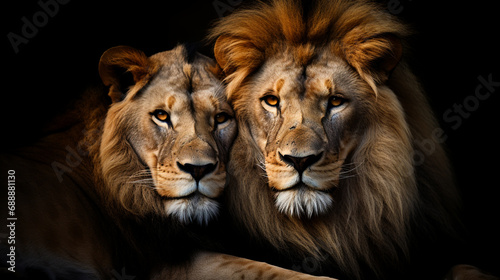 African Lion couple  AI Generative.