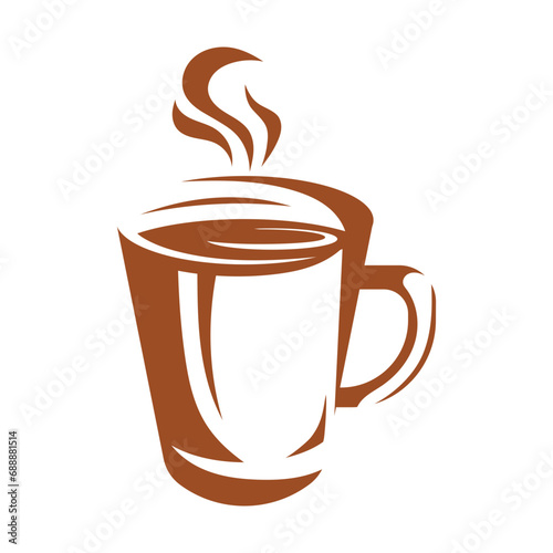 Minimalist coffee cup colored icon logo.