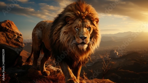The Majestic Lion s Commanding Presence on the Hill
