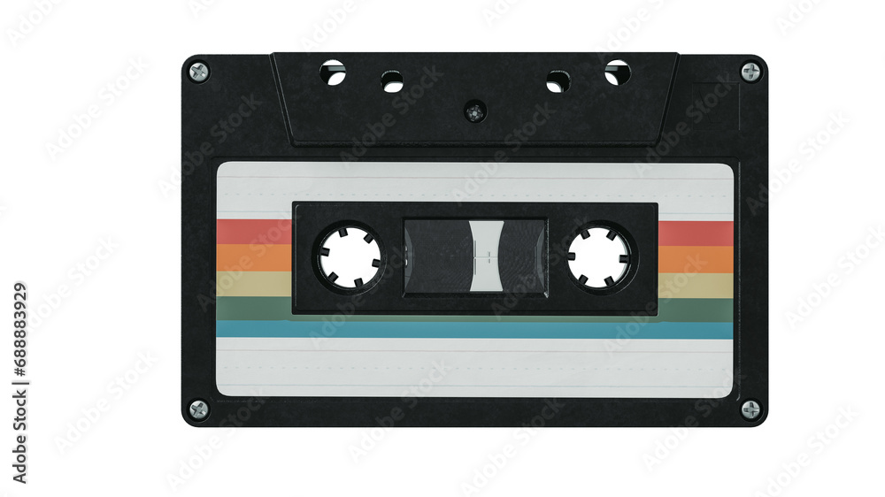 A cassette tape is placed on a white background.