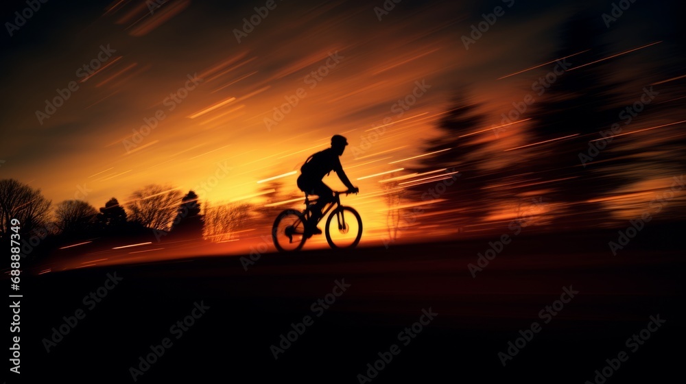 Obraz premium Rider Silhouette Against the Dusk Skyline. Chasing Horizons