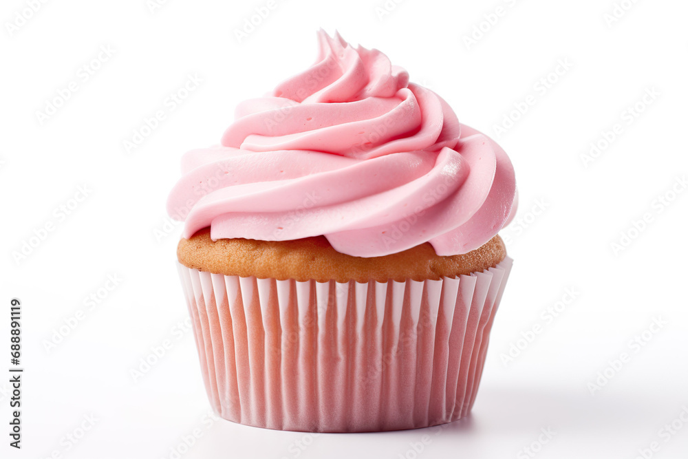 Delicious cupcake on white background. 