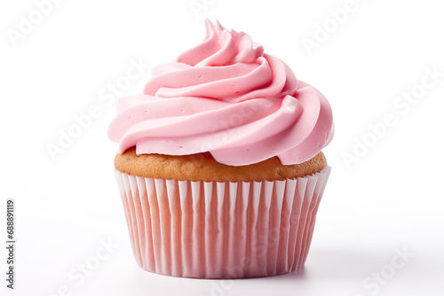 Delicious cupcake on white background. 