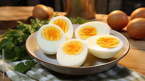 boiled eggs and toast photo