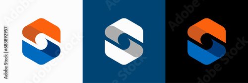 S logo for corporation, logo asset, orange blue 