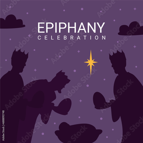 epiphany celebration greeting card design template