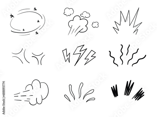 Hand drawn pop surprise. Doodle shine sunburst, STORM, sparkle vector illustration