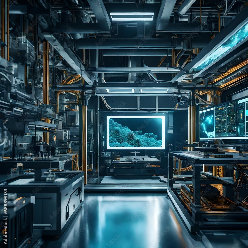 interior of a factory with a LCD interior of a factory with a LCD
