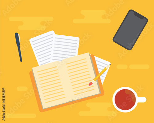 study book flat design
